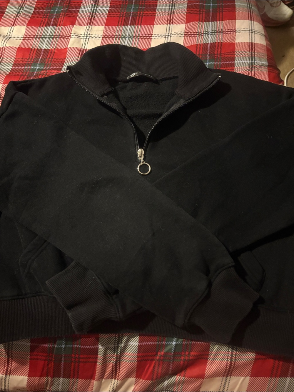 Black Quarter-Zip Pullover Sweater
